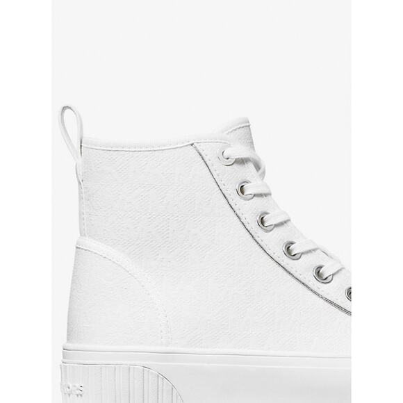 Michael Kors Gertie Logo Jacquard High-Top Sneaker Optic White - 11 - Picture 5 of 5